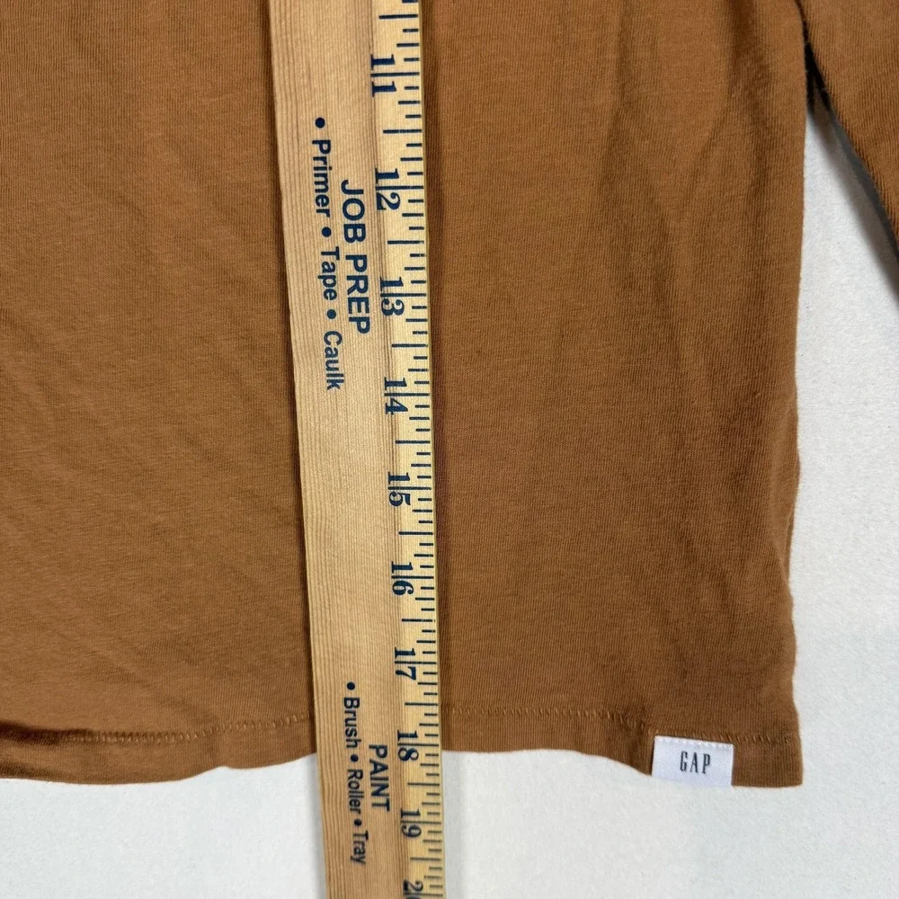 Gap Shirt Kids S 6-7 Brown Solid Long Sleeve Crewneck Pocket Tee Jersey Top